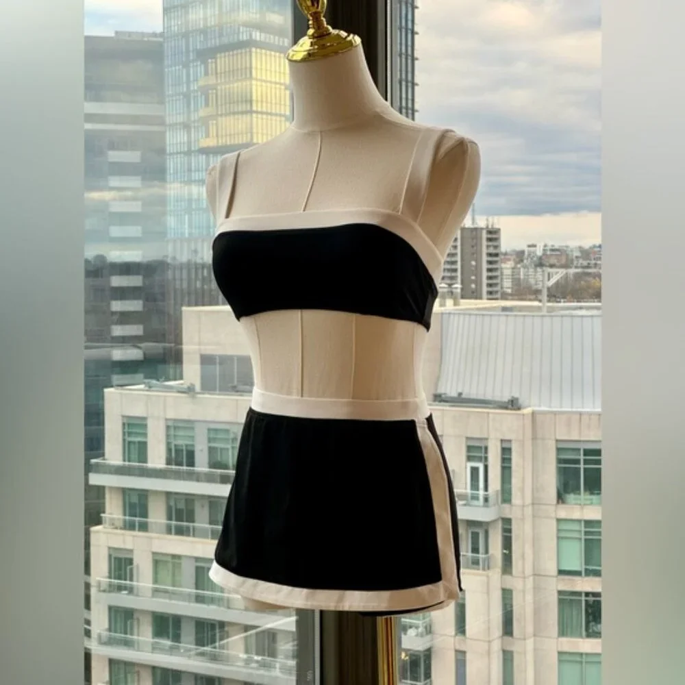 🆕 STAUD 🧿 NWT BIack White Bikini Set- Liv Top - Sz S & Nell Swim Skirt - Sz XS - Picture 3 of 16